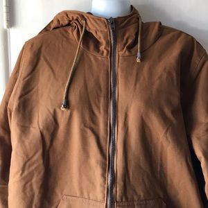 Lan Kou Medium Hoodie Jacket NWT Orange/Brown 23 inches pit to pit